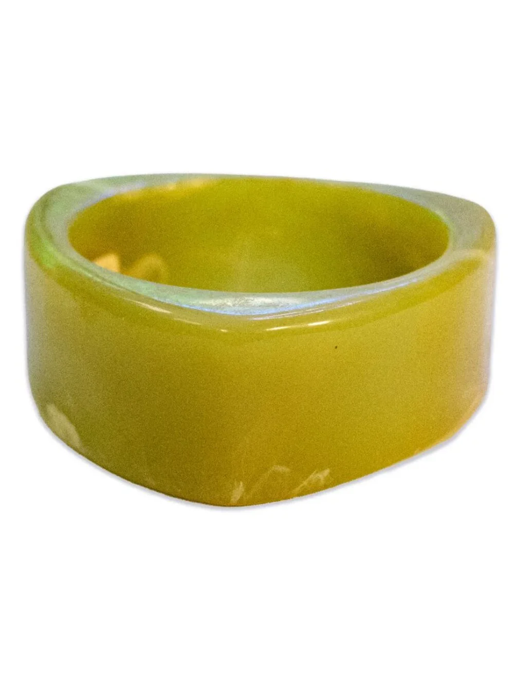 Triangular Green Jade Bangle Light Green with White Marbling